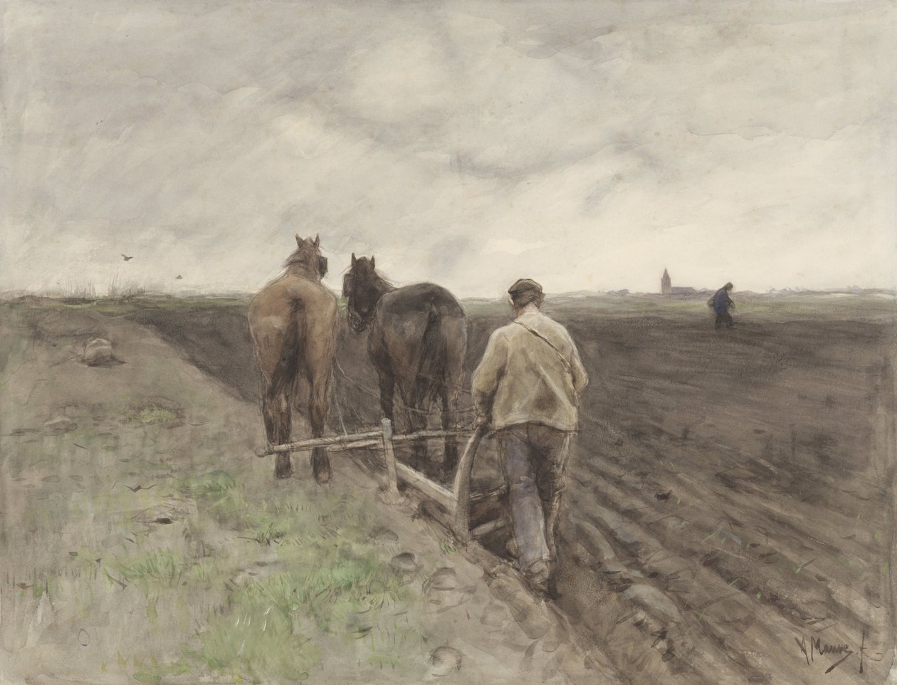 Rolnik za pługiem autorstwa Anton Mauve