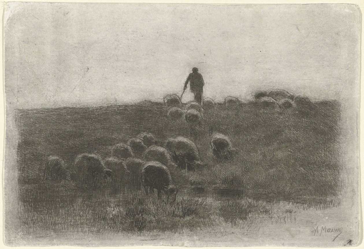 Pasterz ze stadem owiec! autorstwa Anton Mauve