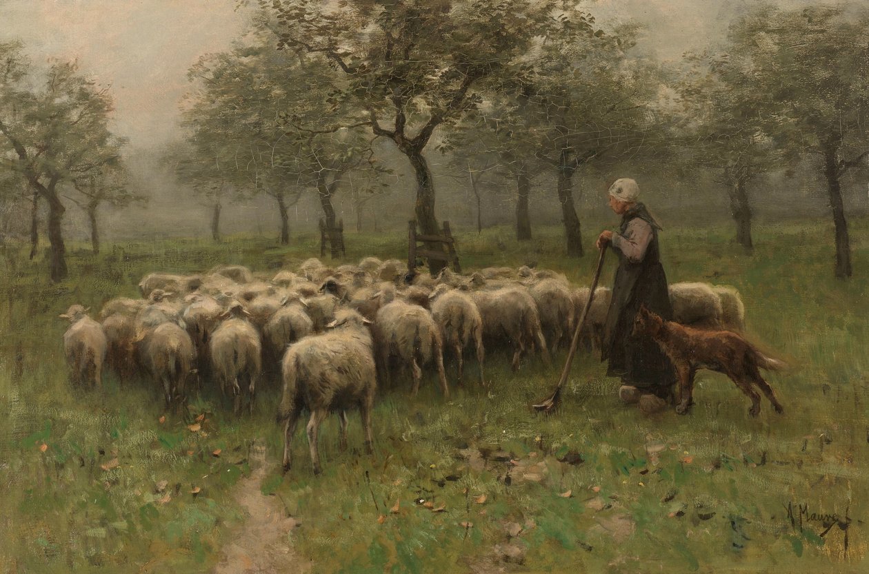 Pasterka ze stadem owiec autorstwa Anton Mauve