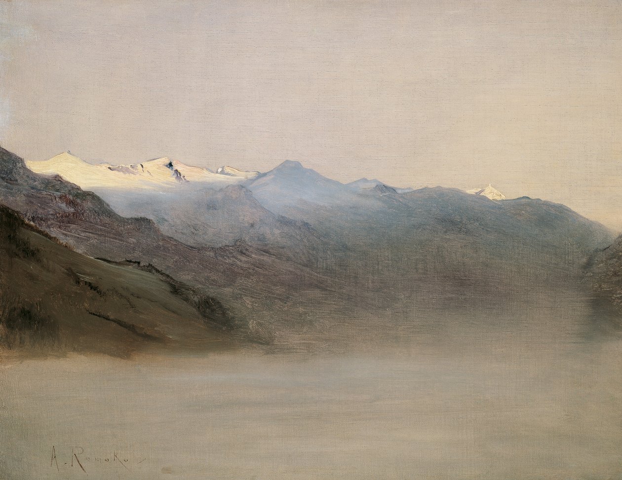 Dolina Gastein we mgle autorstwa Anton Romako