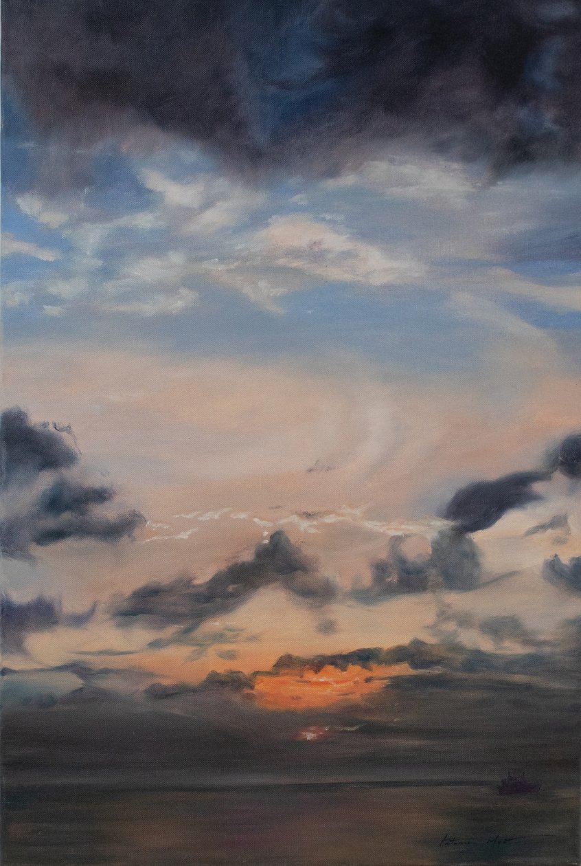 Łososiowe chmury, 2011 (olej na płótnie) autorstwa Antonia Myatt