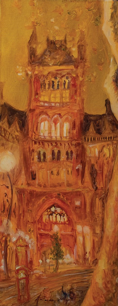 Stacja St Pancras, 2014 (olej na płótnie) autorstwa Antonia Myatt