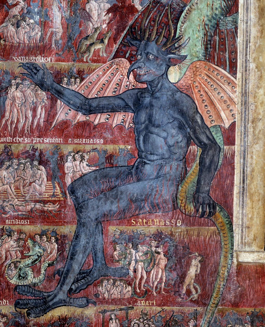 Diabeł w piekle, szczegół (Fresco autorstwa Antoniazzo Romano
