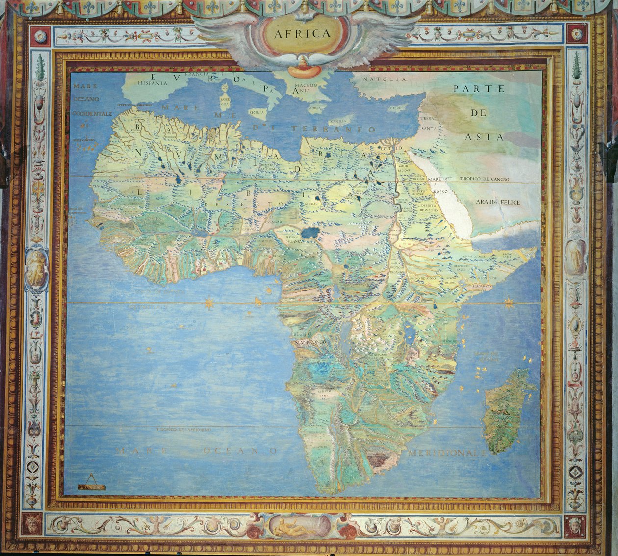 Mapa Afryki, w Sala del Mappamondo autorstwa Antonio Giovanni de Varese