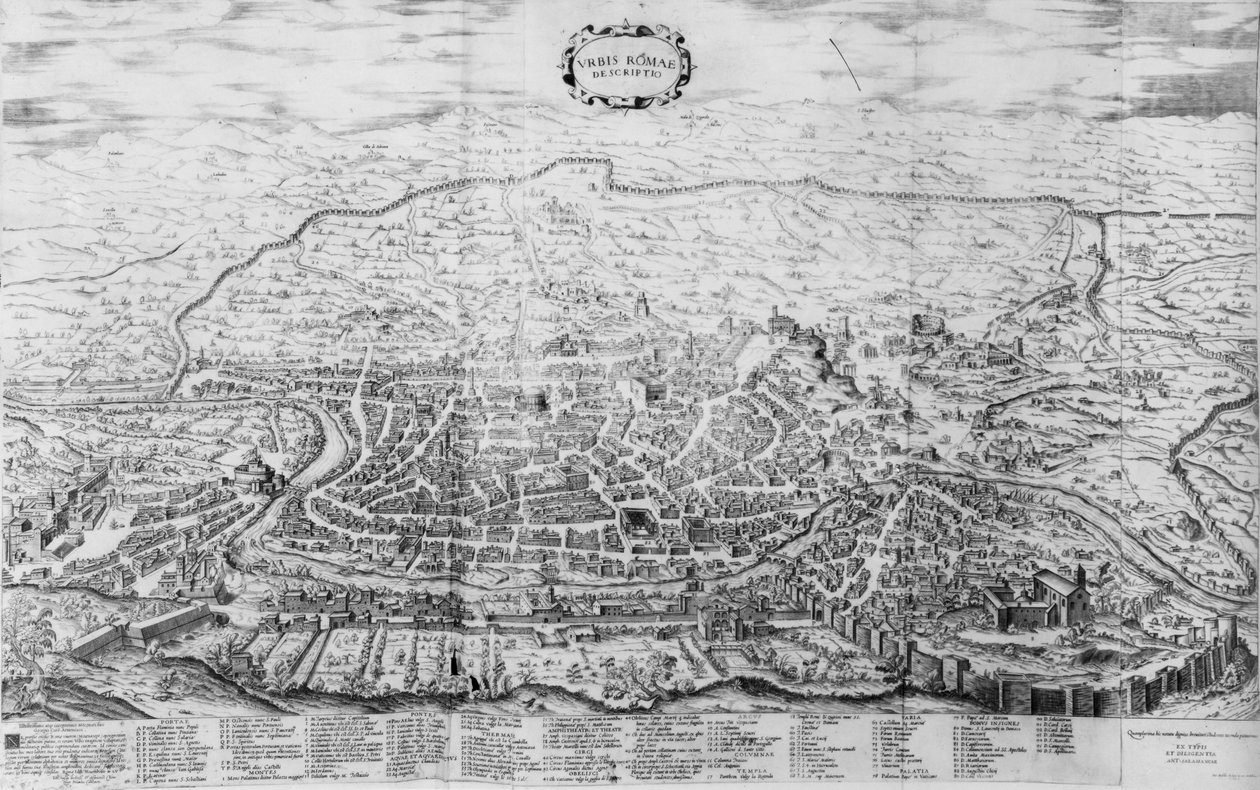 Mapa Rzymu z „Speculum Romanae Magnificentiae” wydanego w 1562 r. autorstwa Antonio Lafreri