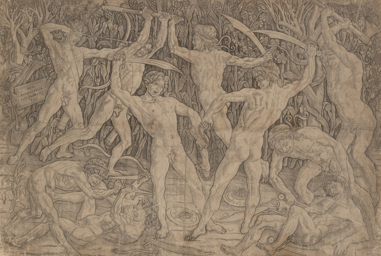 Bitwa dziesięciu nagich mężczyzn, 1465 r. autorstwa Antonio Pollaiuolo