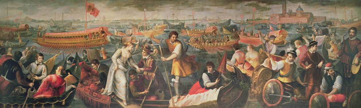 Wyokrętowanie Catarino Cornaro w Wenecji w 1489 r. autorstwa Antonio Vassilacchi