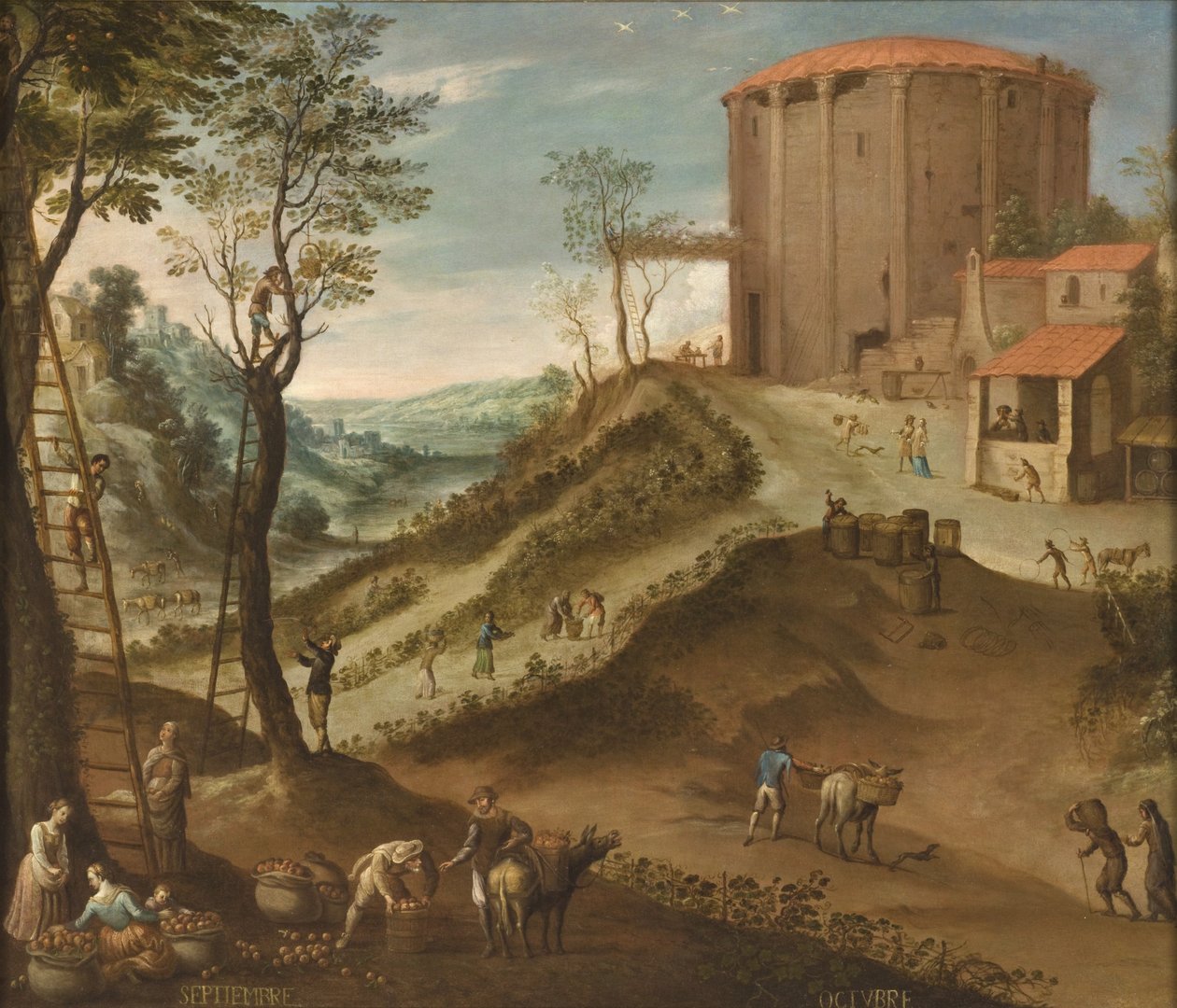 Wrzesień i październik z Los doce meses del año (Dwanaście miesięcy roku), 1650-99 autorstwa Antonio de Espinosa