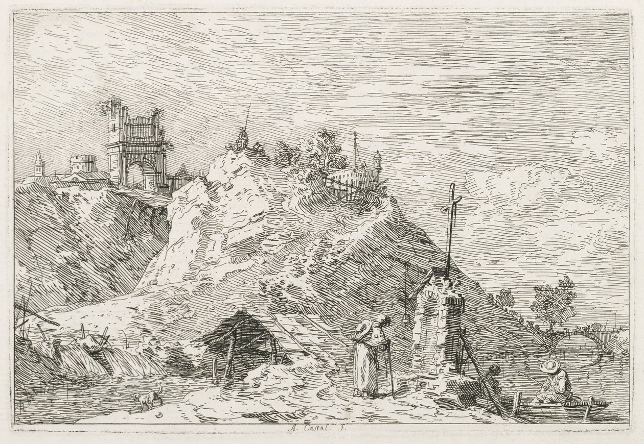 Widoki: Pielgrzym na modlitwie, 1735-1746. autorstwa Giovanni Antonio Canal