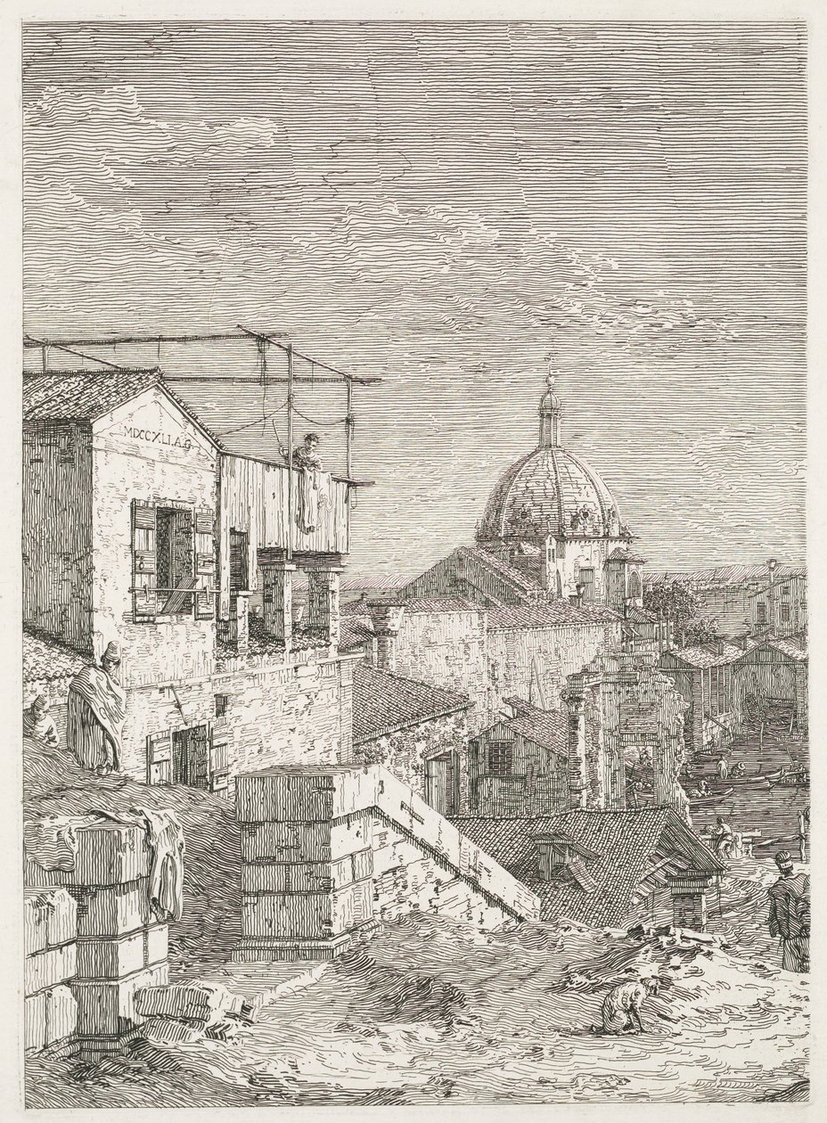 Widoki: Dom z napisem, 1735-1746. autorstwa Giovanni Antonio Canal