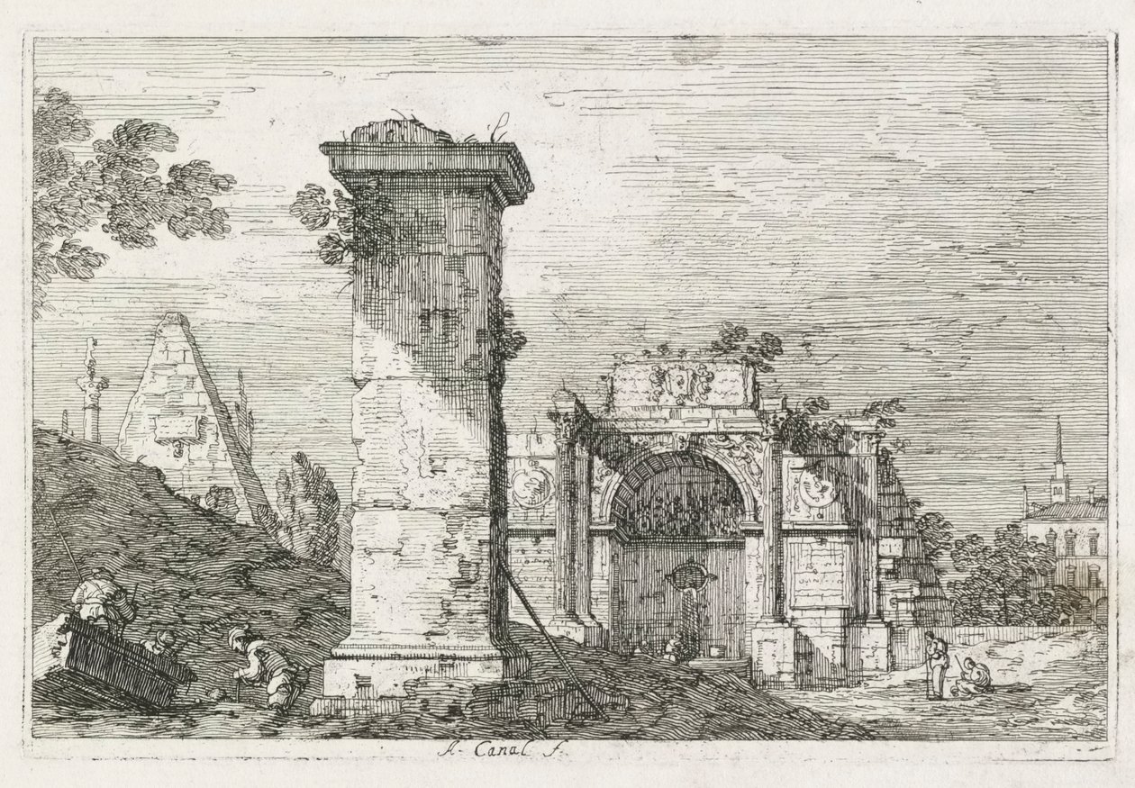 Widoki: Izolowany filar autorstwa Antonio Canaletto