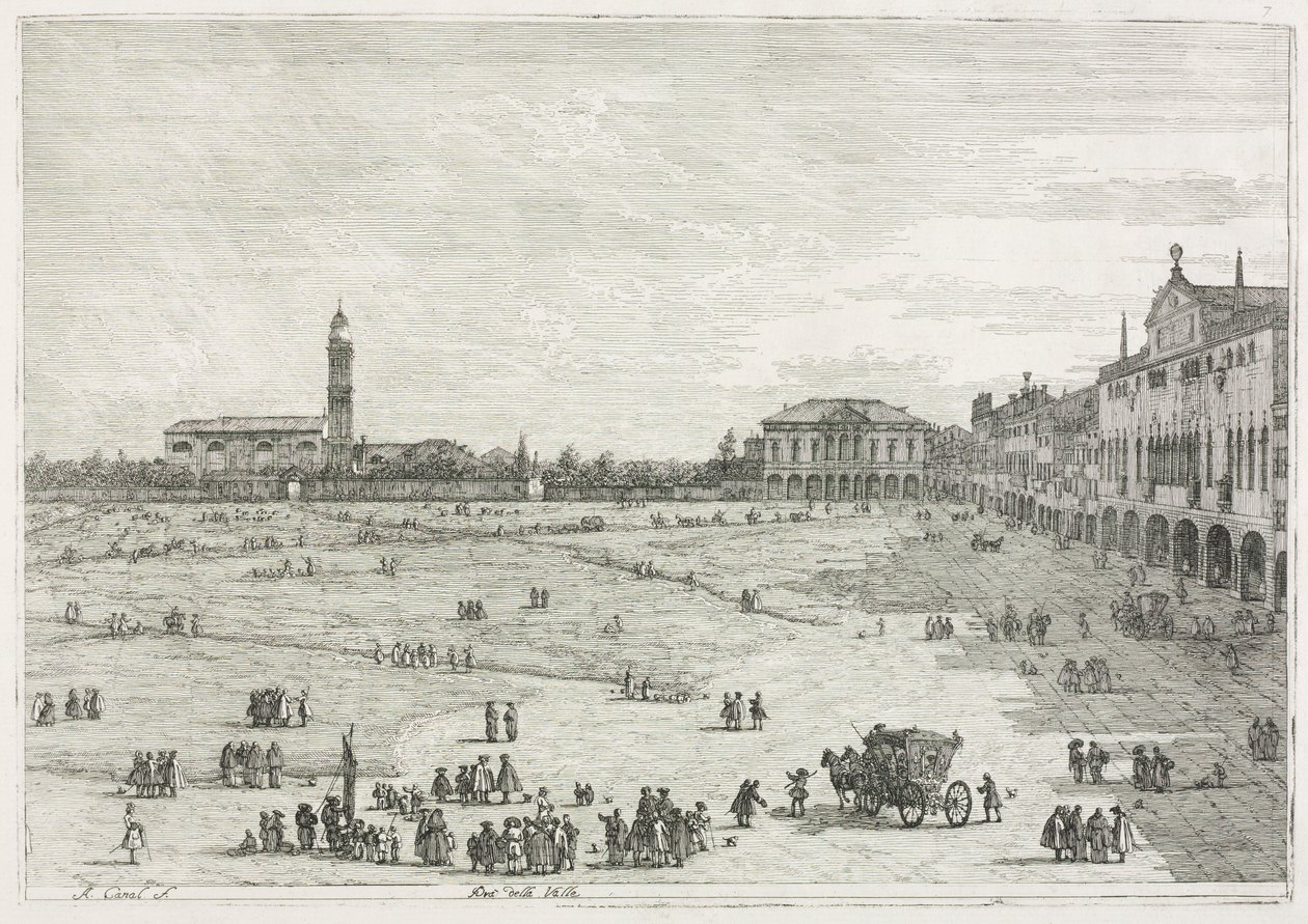 Widoki: Prà della Valle, Padwa, 1735-1746. autorstwa Giovanni Antonio Canal