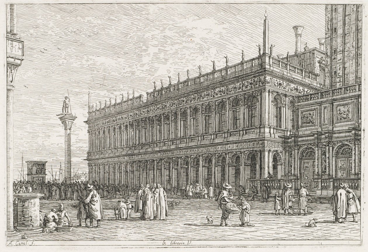 Widoki: Biblioteka, Wenecja, 1735-1746. autorstwa Giovanni Antonio Canal