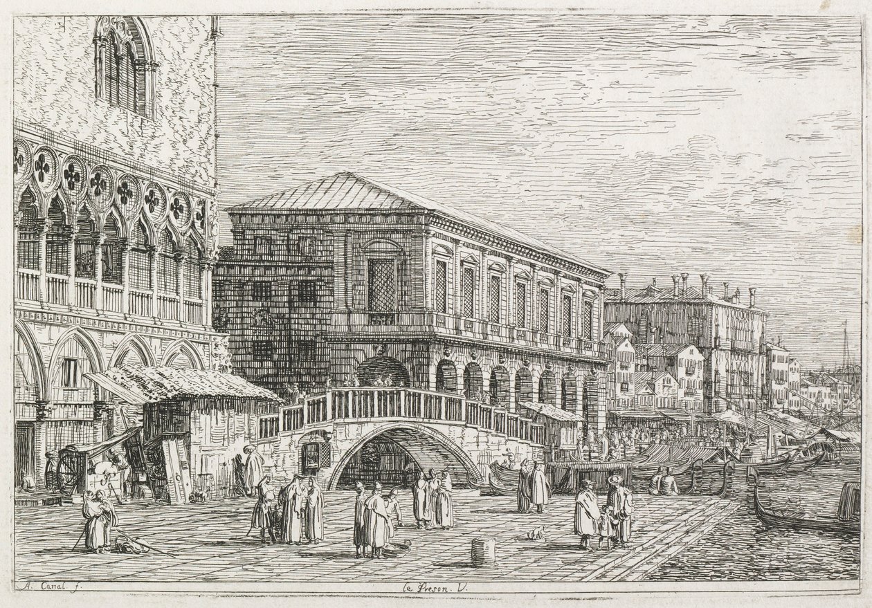 Widoki: Więzienie, Wenecja, 1735-1746. autorstwa Giovanni Antonio Canal