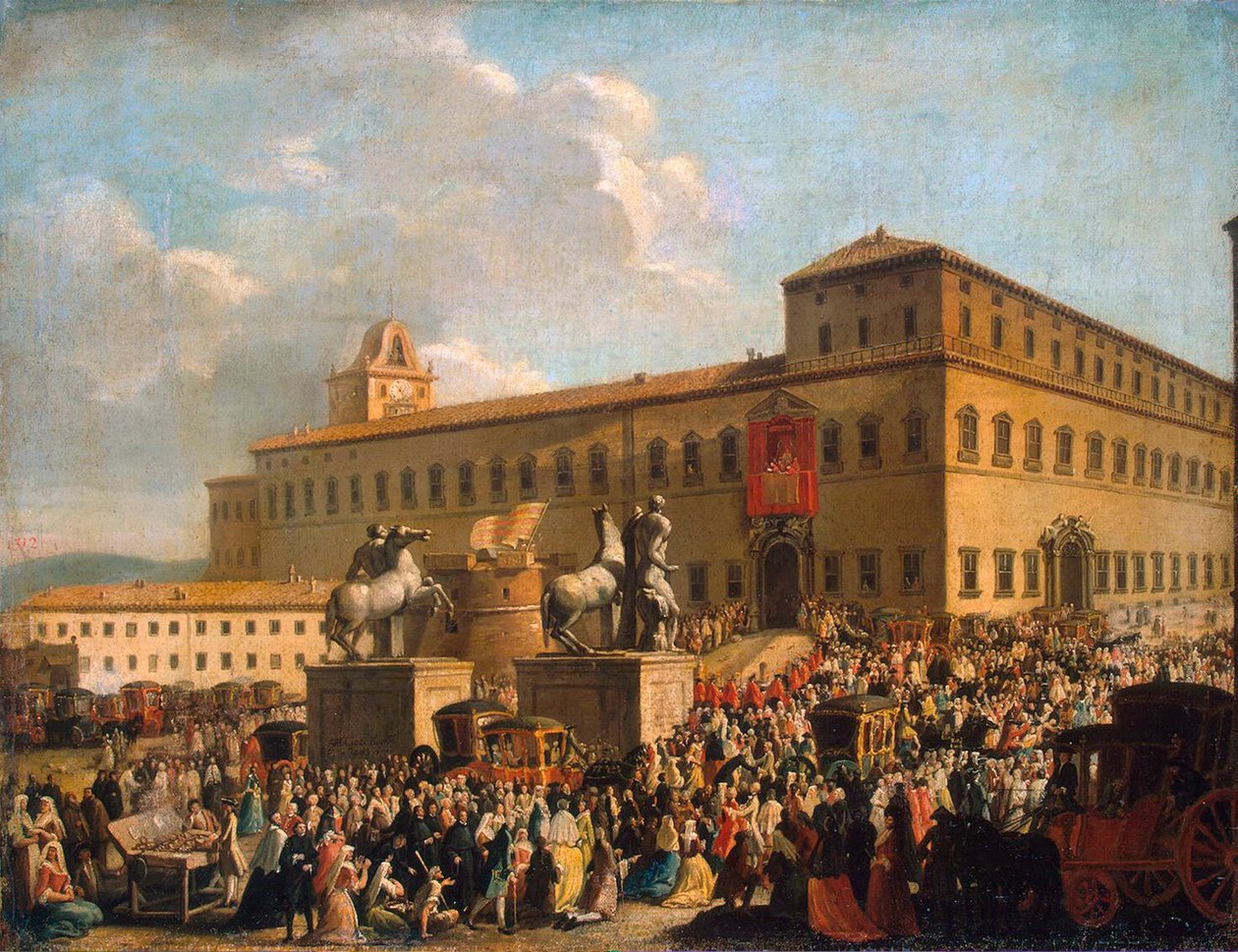 Święto przed Pałacem Kwirynalskim”, 1767. autorstwa Antonio Cioci