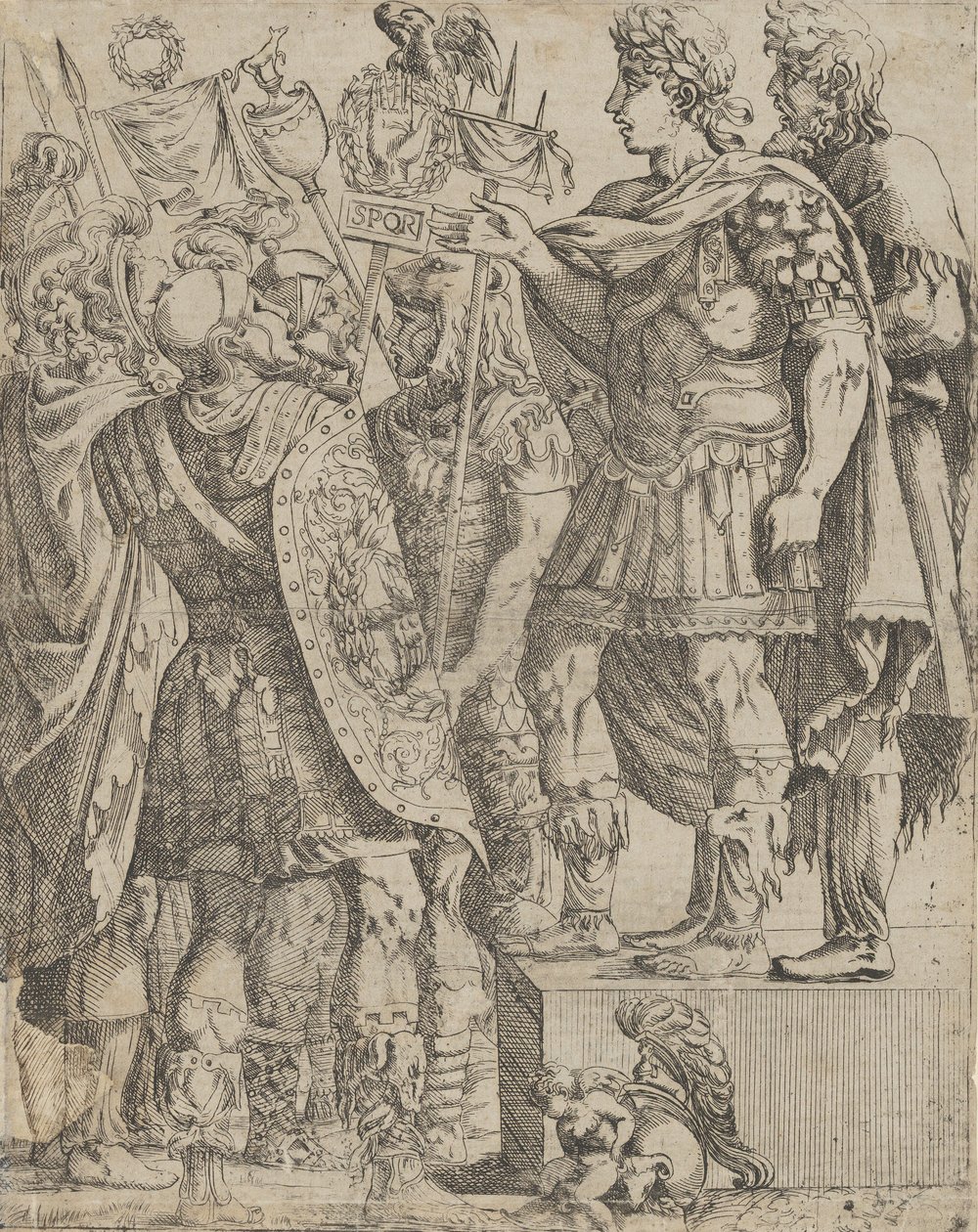 Cesarz przemawiający do swoich Żołnierzy, ca. 1542-45. autorstwa Antonio Fantuzzi