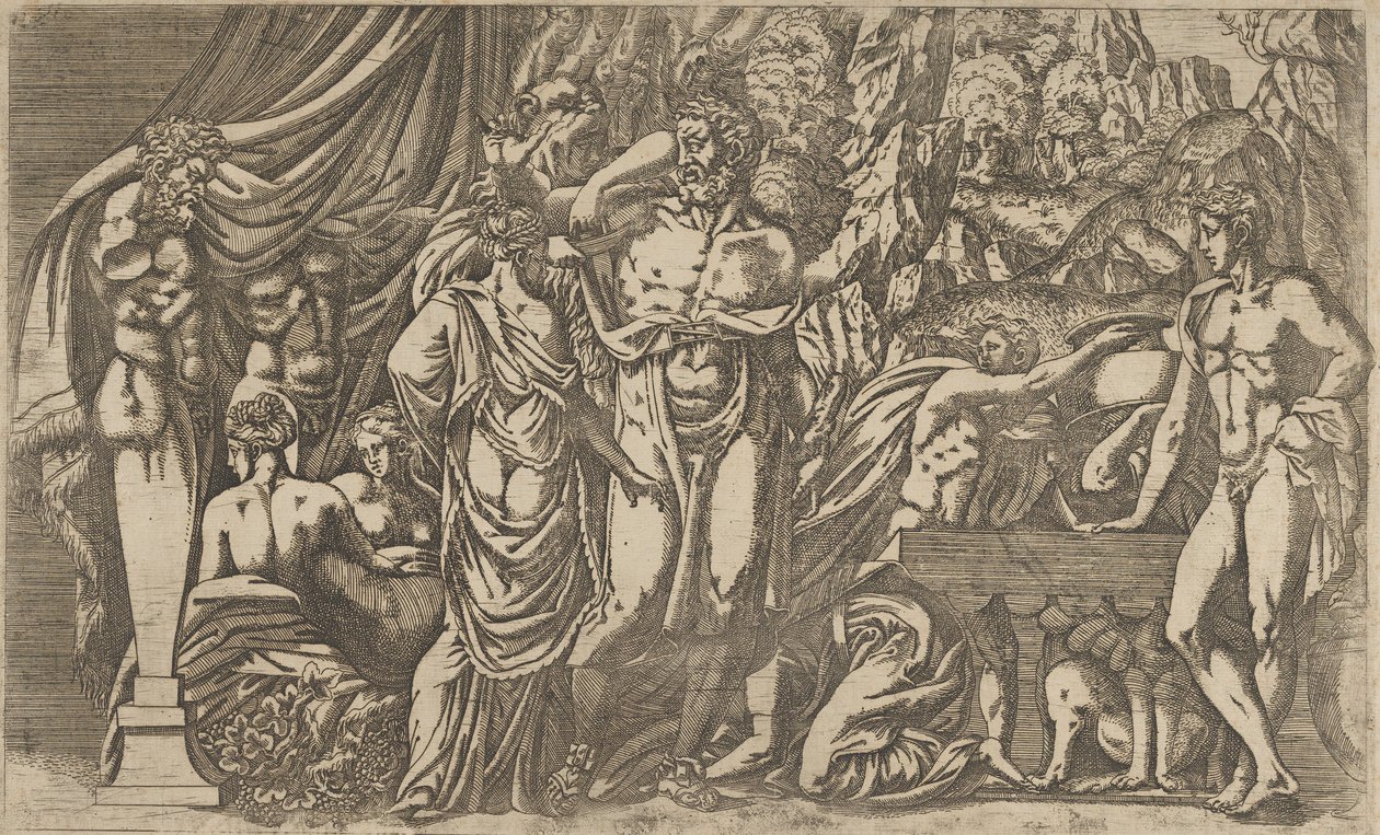 Herkules przebrany za kobietę, 1540-45. autorstwa Antonio Fantuzzi