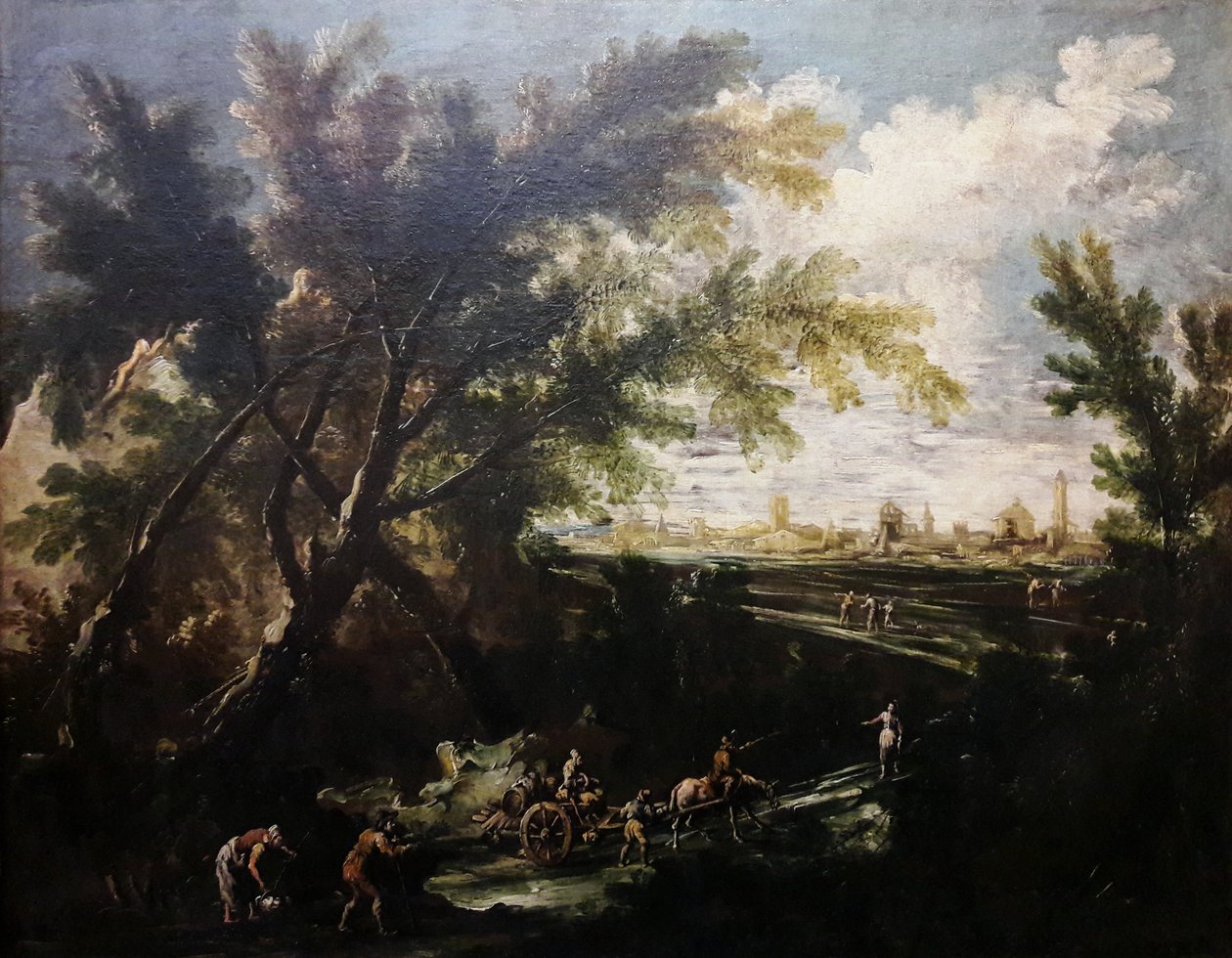 Krajobraz z nosicielem wody. autorstwa Antonio Francesco Peruzzini