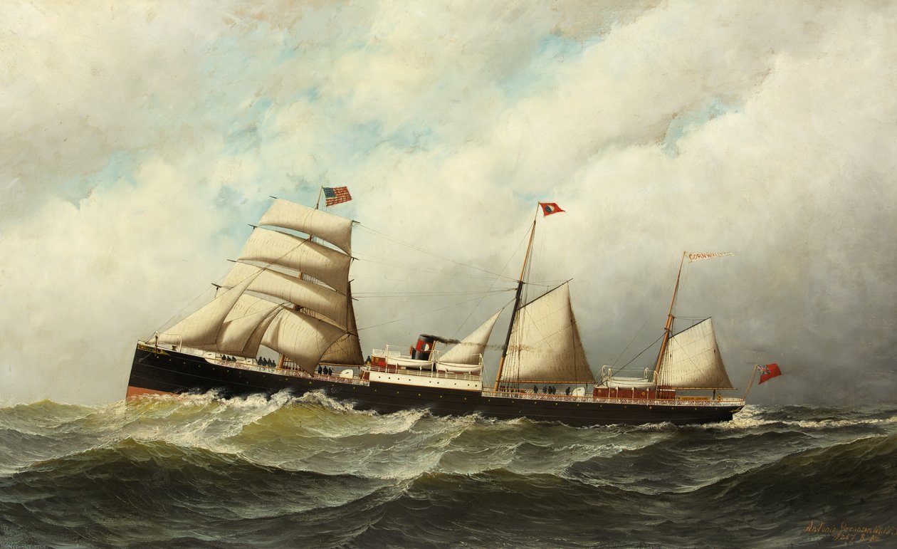 Parowiec „Kornwalia” autorstwa Antonio Jacobsen