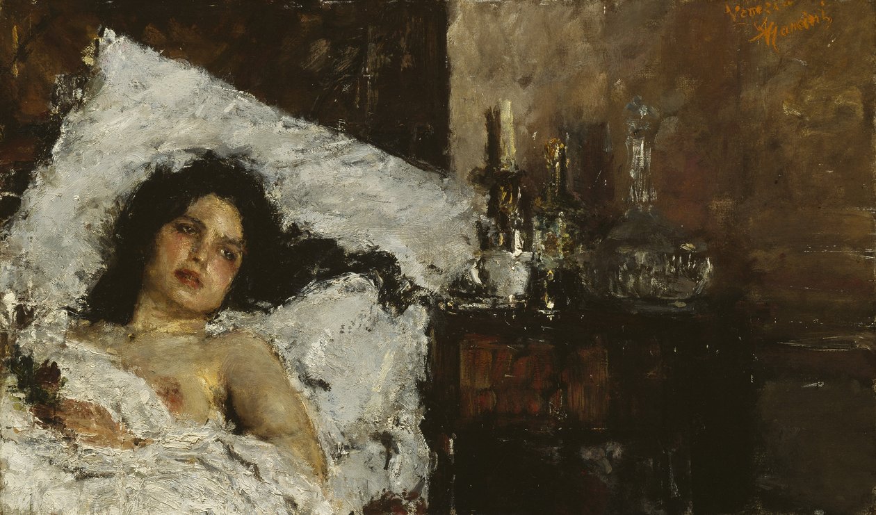 Odpoczynek, ok.1887 autorstwa Antonio Mancini