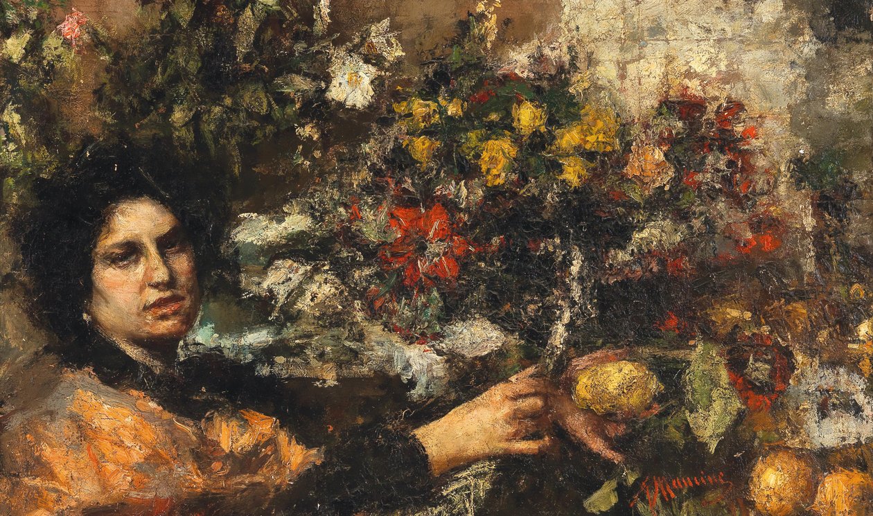 Sprzedawca kwiatów autorstwa Antonio Mancini
