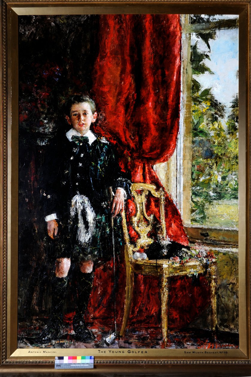 Młody golfista (olej na płótnie) autorstwa Antonio Mancini