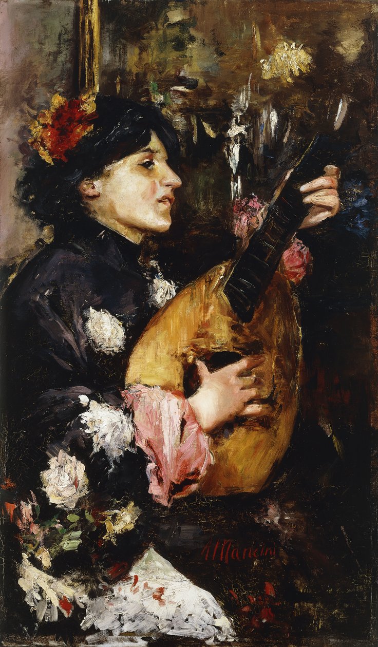 Kobieta z mandoliną, autorstwa Antonio Mancini