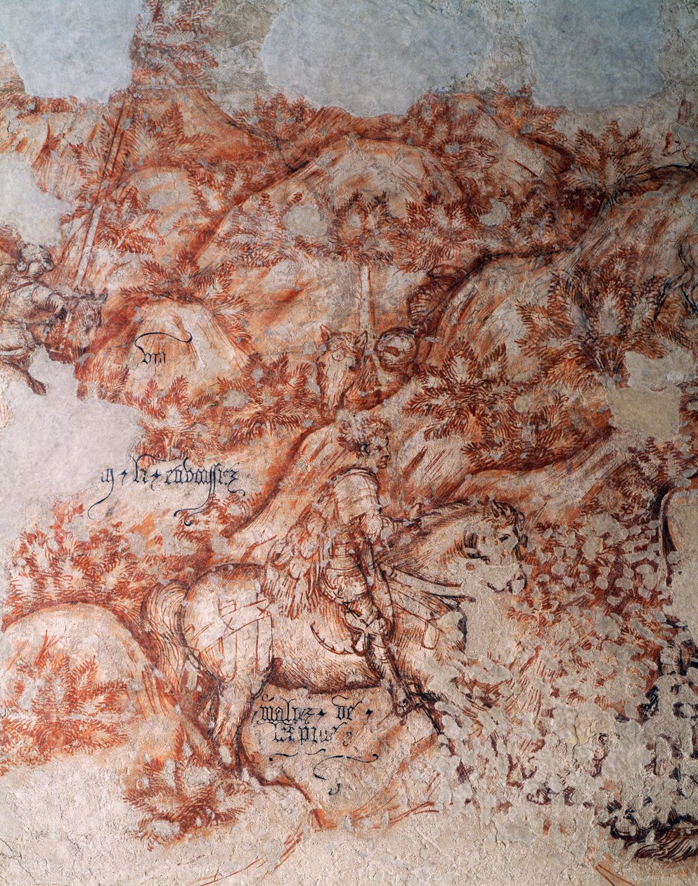 Sinopia (podmalowanie), detal (fresk) autorstwa Antonio Pisanello