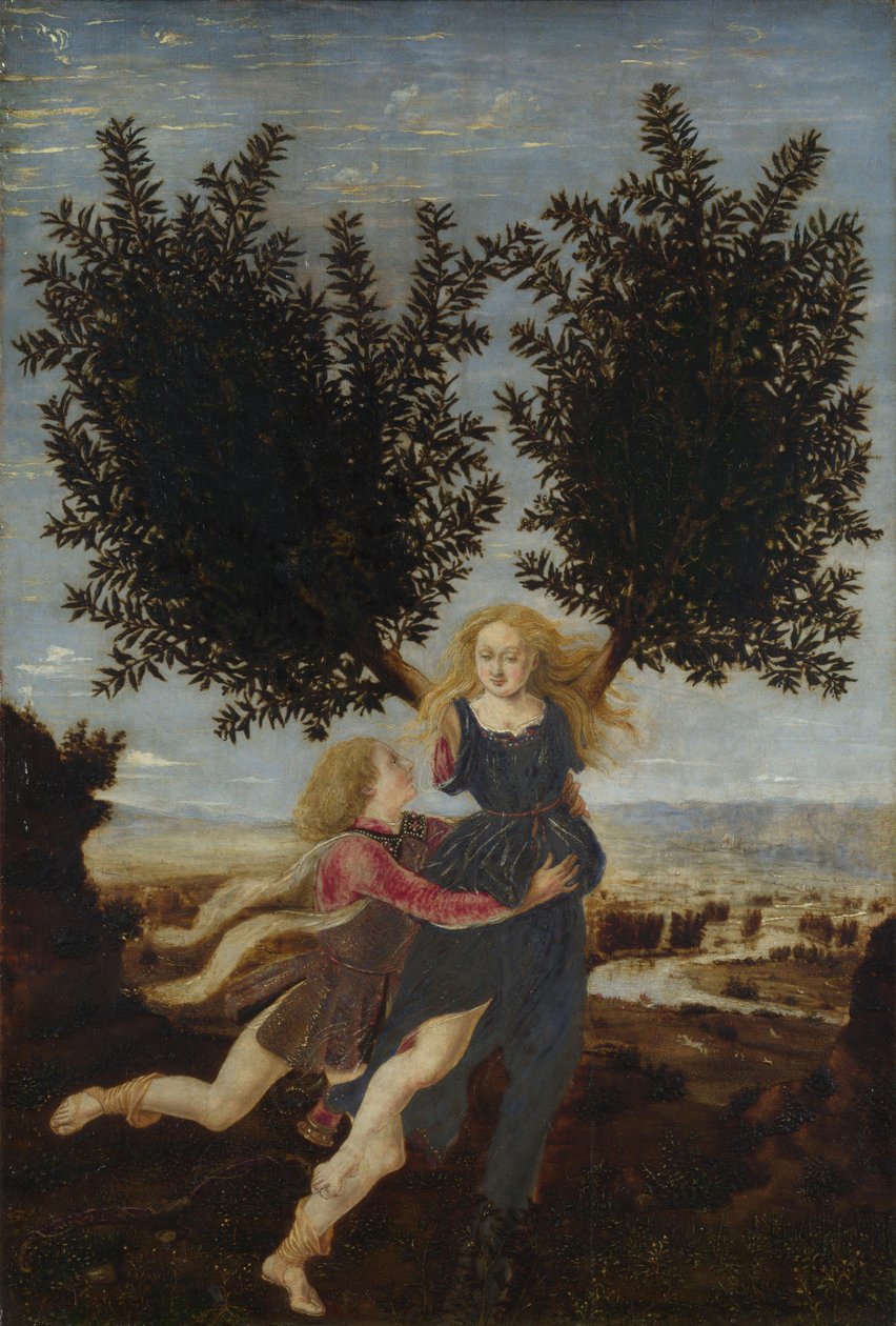 Apollo i Daphne, ca. 1470-1480 autorstwa Antonio Pollaiuolo