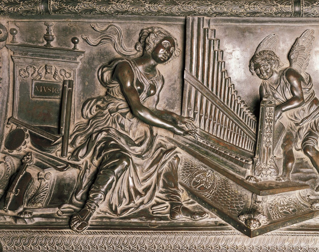 Muzyka, fragment z grobu Sykstusa IV autorstwa Antonio Pollaiuolo