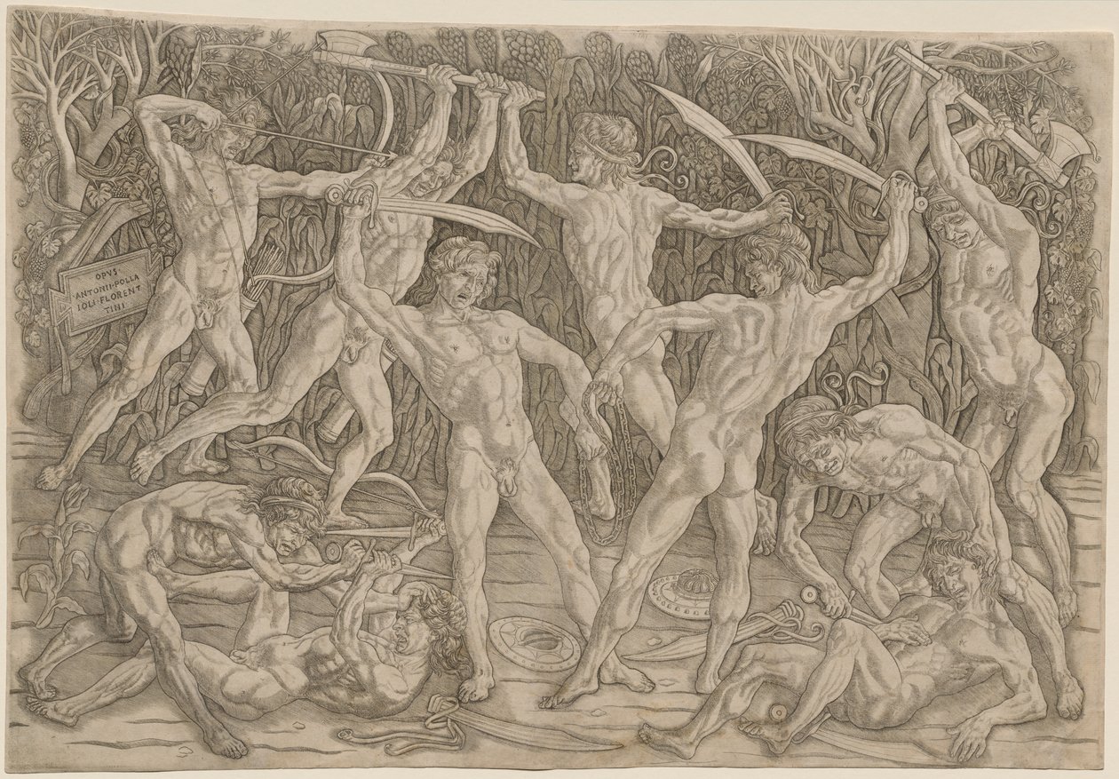 Bitwa nagości, 1470-80s. autorstwa Antonio Pollaiuolo