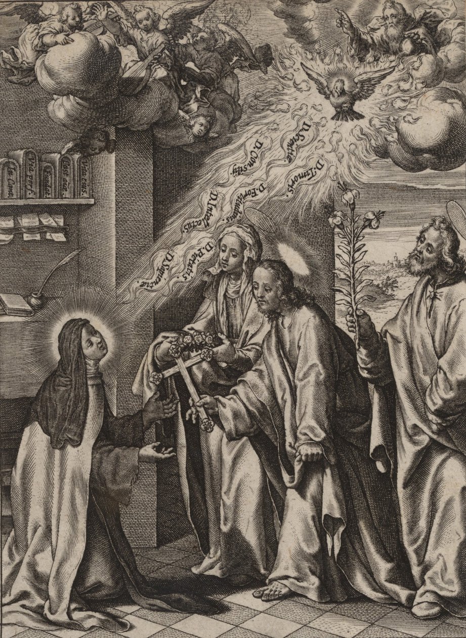 Wizja św. Teresy, 1570-1604. autorstwa Antonius Wierix