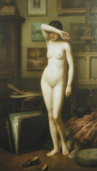 Niechętna modelka, ok. 1910-20 (olej na płótnie) autorstwa Antony Troncet