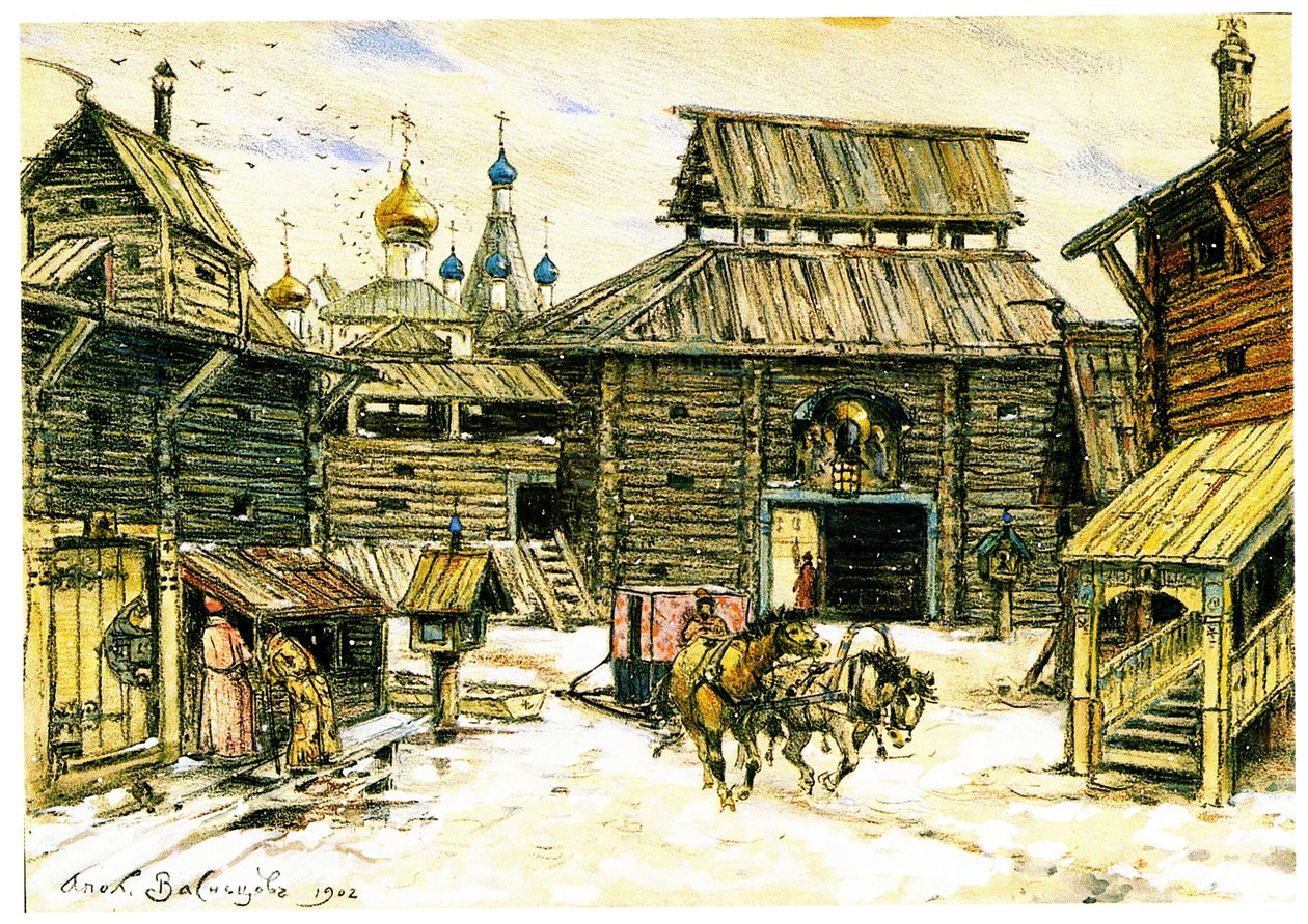 Stara Moskwa. Drewniane Miasto, 1902 autorstwa Apollinari Mikhailovich Vasnetsov