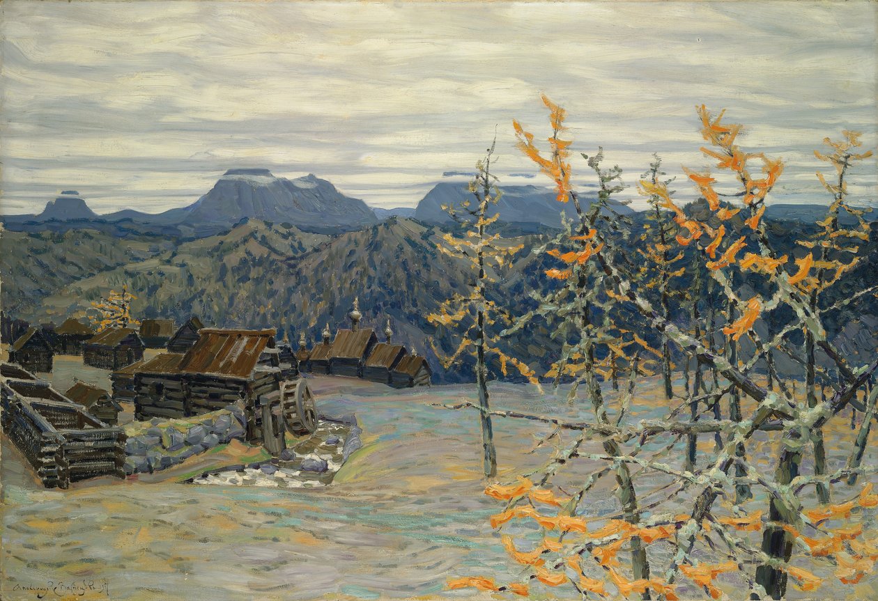 Wioska na Uralu autorstwa Apollinari Mikhailovich Vasnetsov
