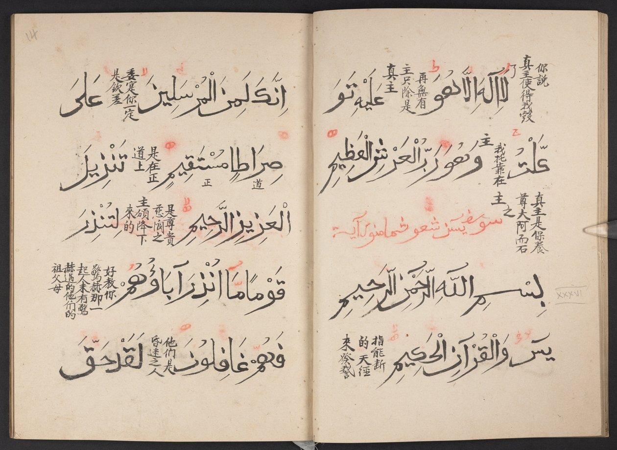 Koran, BL IO Islamski 3440, f.13v-14r autorstwa Arabic School