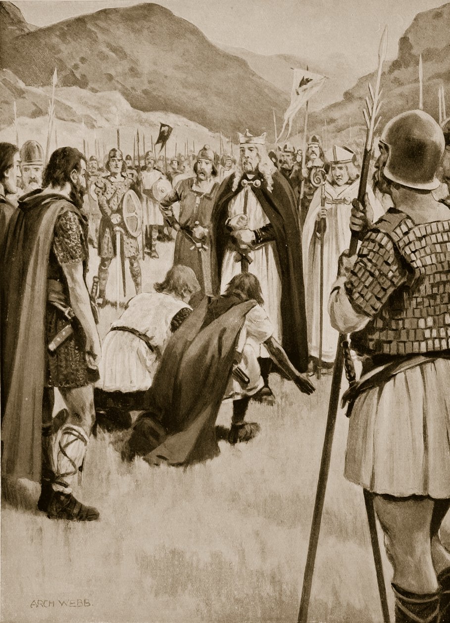 Rada Dakoru, 926, kiedy Athelstan wypędził Guthfritha, młodego króla duńskiej Northumbrii, ilustracja z „Hutchinson