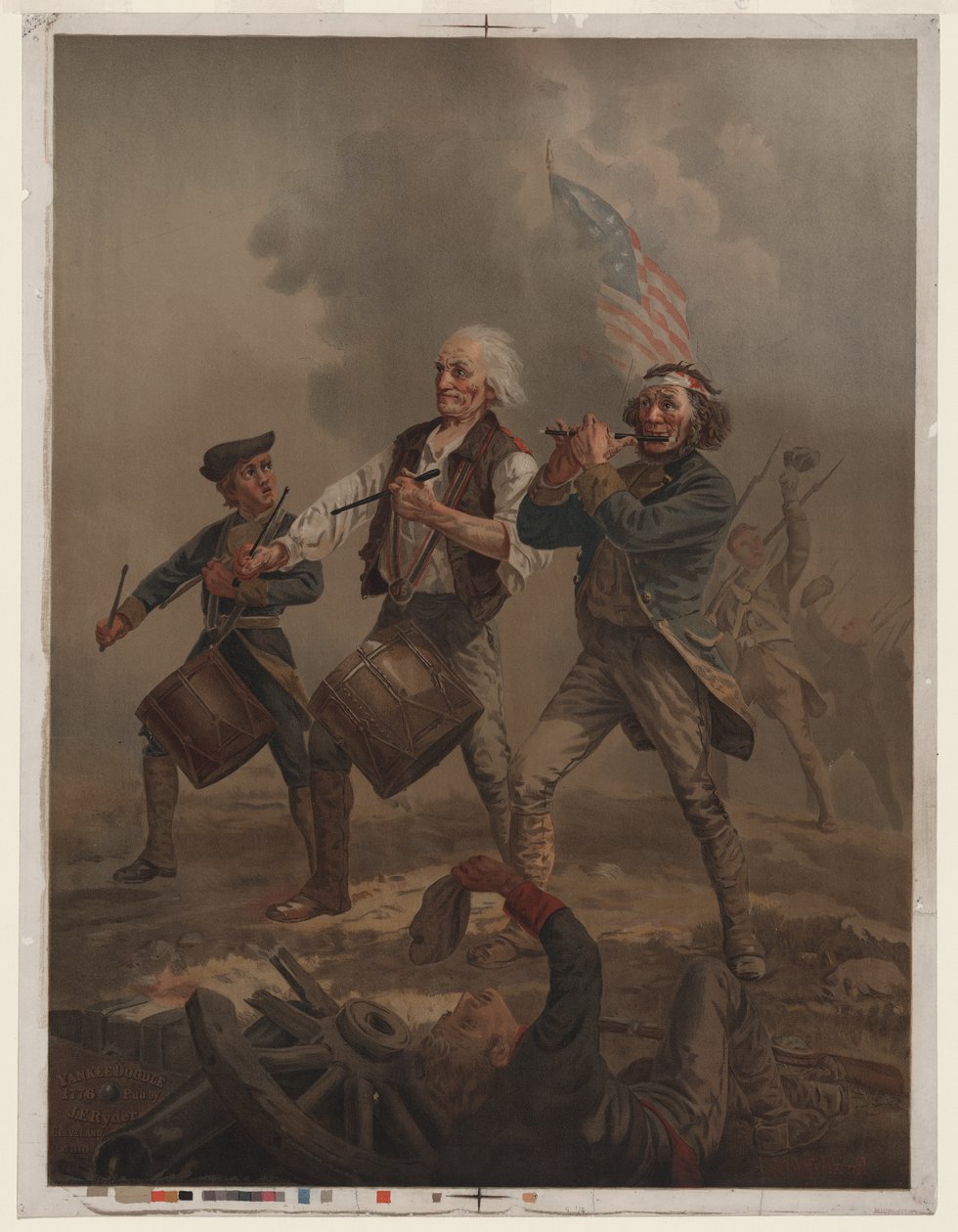 Yankee doodle 1776, ok. 1876 (chromolitografia) autorstwa Archibald Willard