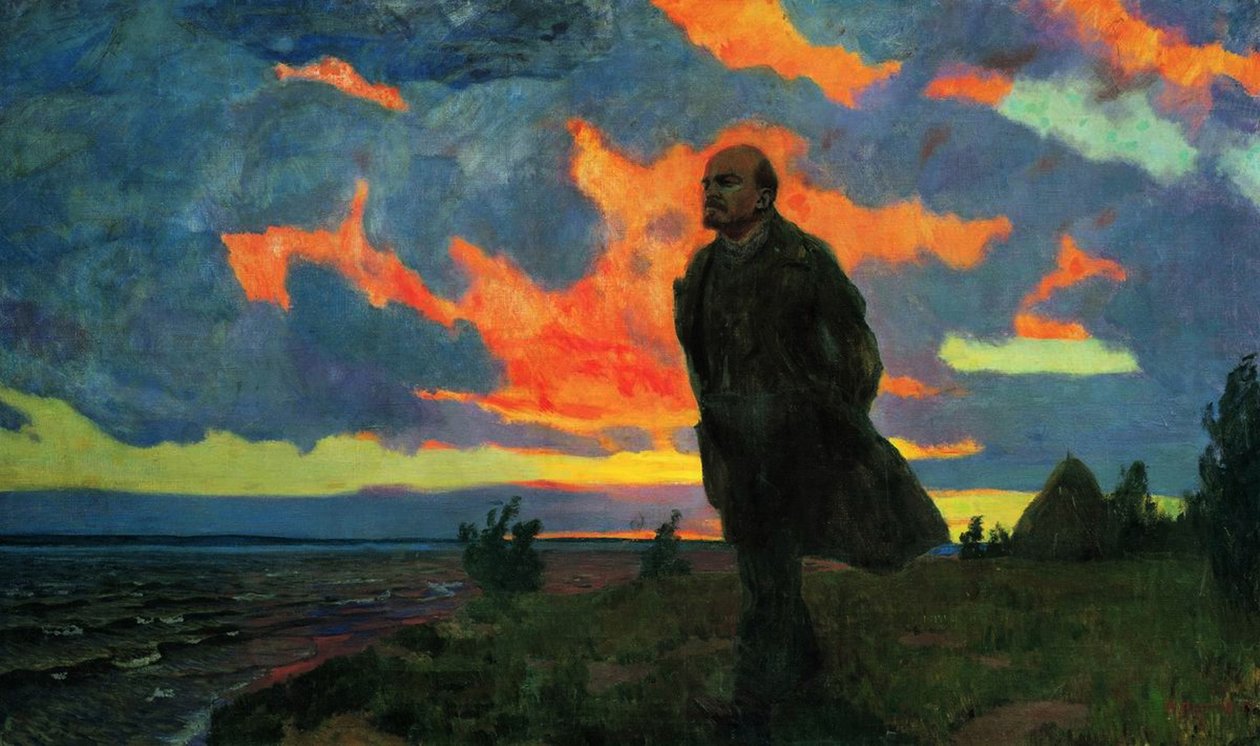 Lenin i Razliw, 1934 autorstwa Arkadij Aleksandrovic Rylov