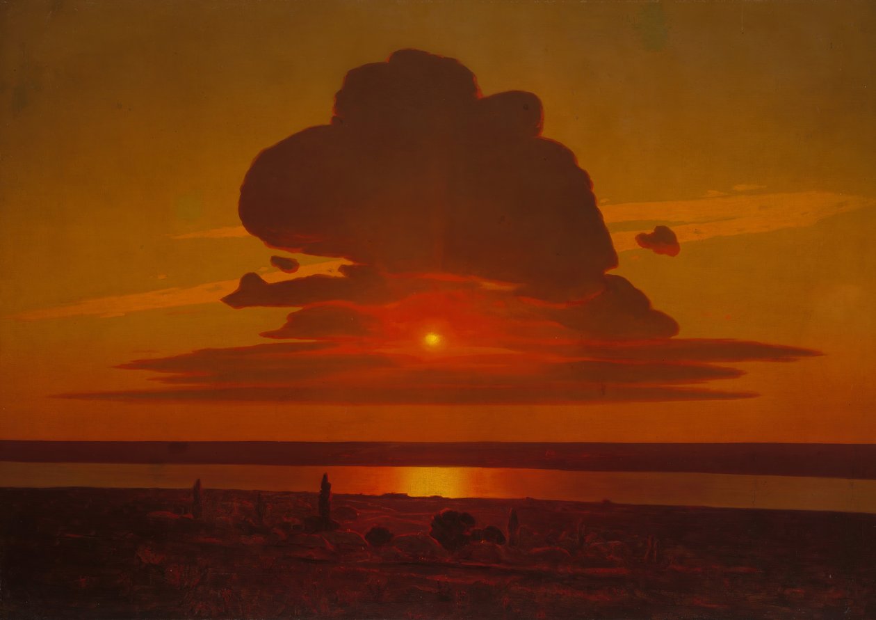 Czerwony zachód słońca nad Dnieprem, 1905-8. autorstwa Arkhip Ivanovich Kuindzhi