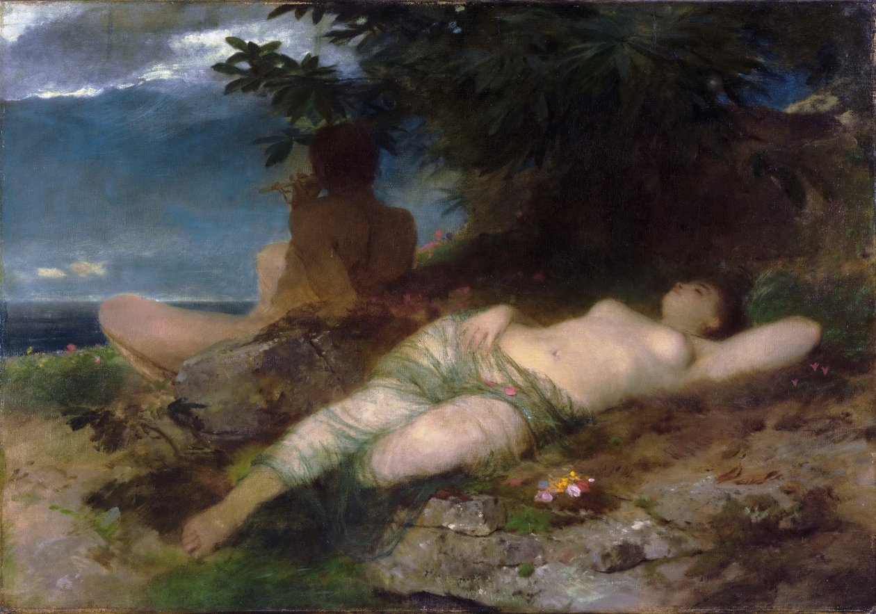 Nimfa i satyra autorstwa Arnold Böcklin