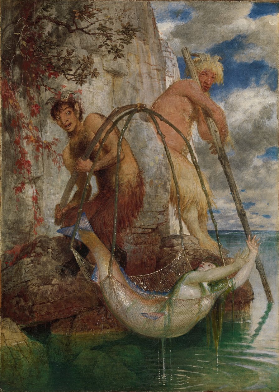Dwa panele wędkarskie autorstwa Arnold Böcklin