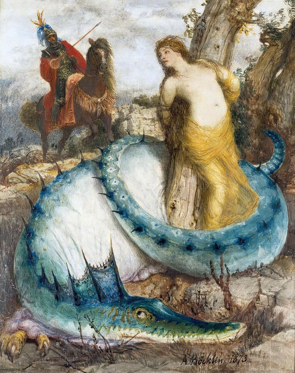 Niemiecki:  Ruggiero und Angelica Ruggiero i Angelica autorstwa Arnold Böcklin