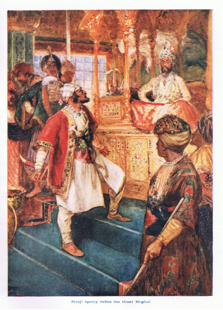 Sivaji otwarcie przeciwstawia się wielkiemu Mogołowi. autorstwa Arthur David McCormick