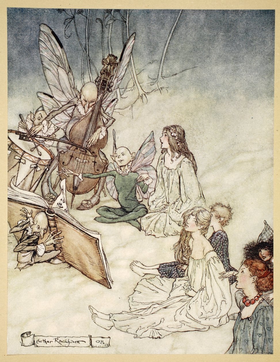 I bajkowa piosenka, ilustracja z „Snu nocy letniej” Williama Szekspira, 1908 autorstwa Arthur Rackham