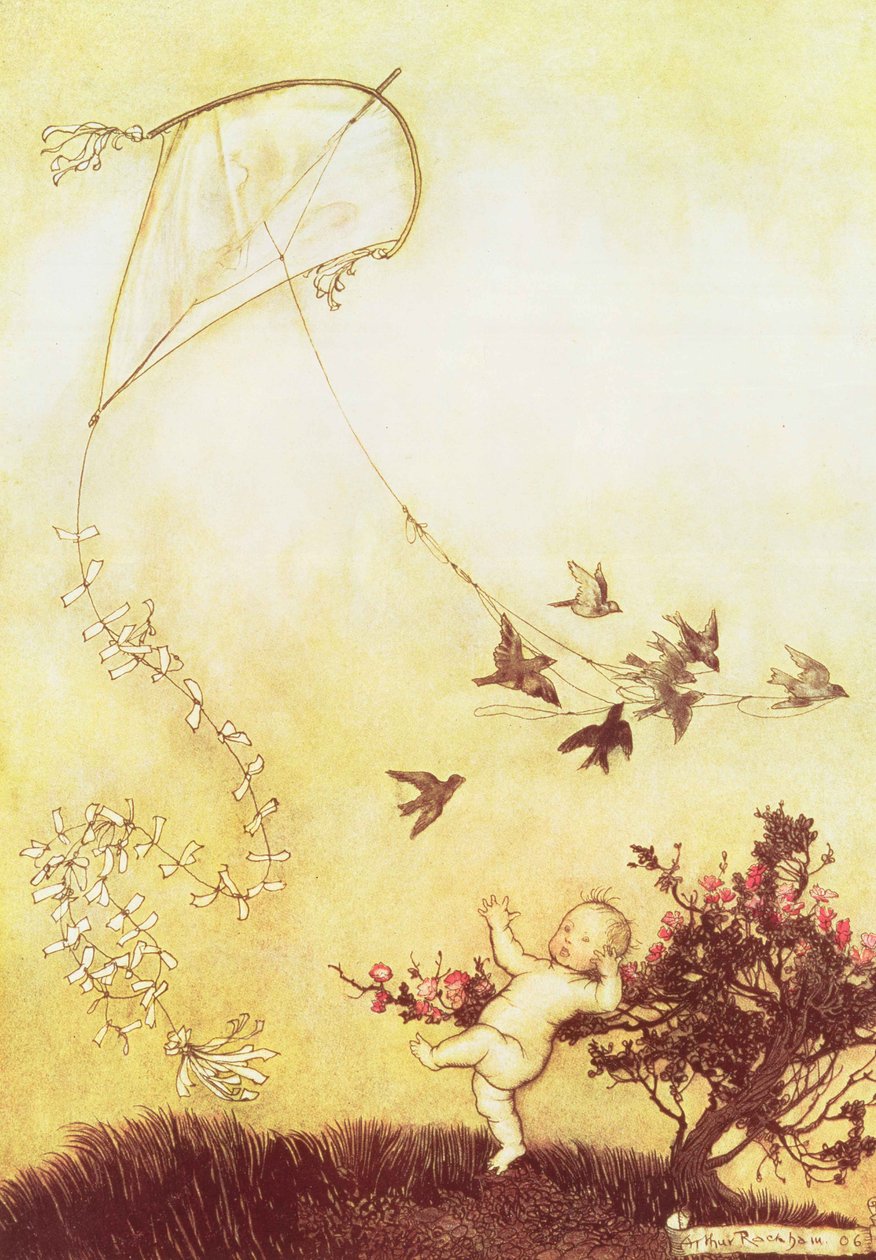 Latawiec w Kensington Gardens z „Peter Pan in Kensington Gardens” J.M. Barrie, 1906 autorstwa Arthur Rackham