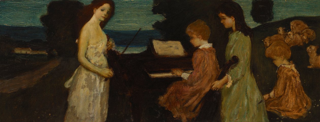 Muzyka na polach autorstwa Arthur Bowen Davies