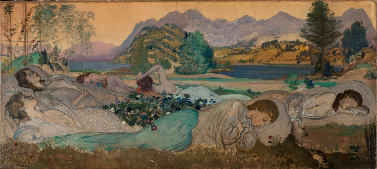 Sen leży w nich doskonale, 1908 autorstwa Arthur Bowen Davies