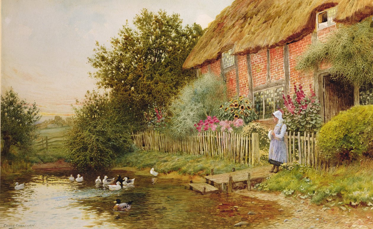 A Rustic Retreat (olej na płótnie) autorstwa Arthur Claude Strachan