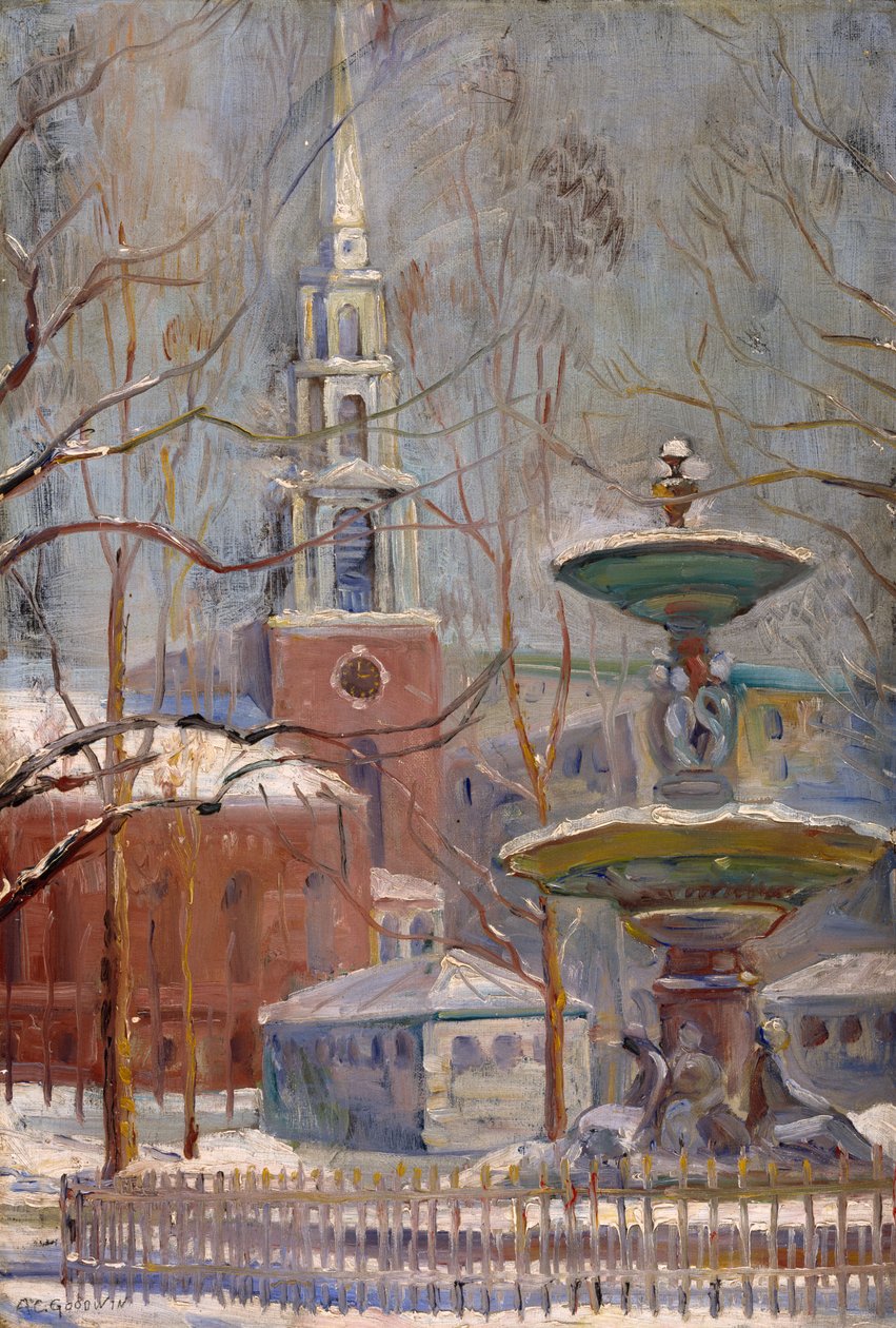 Park Street w Boston Commons, c.1910-20 autorstwa Arthur Clifton Goodwin